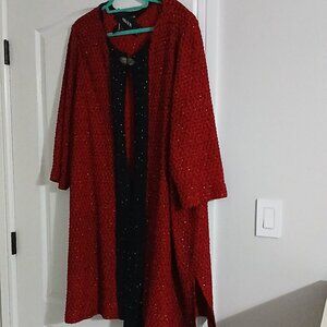 Red and black knitted jacket